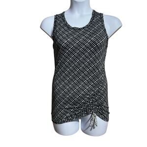 Athleta black and white Heather Scrunch rash guard w/ side cinch Women's small
